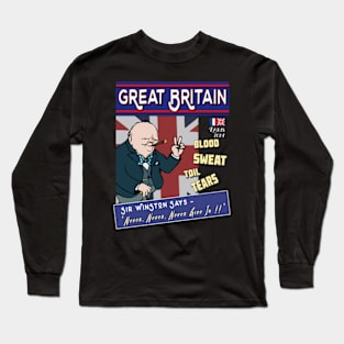 Great Britain - Olympics 2024 - Winston Churchill (dark variant) Long Sleeve T-Shirt